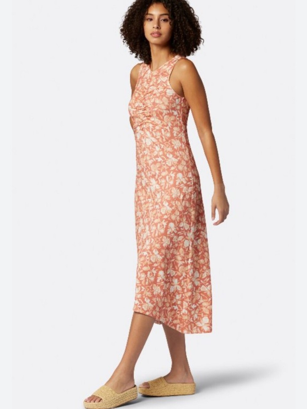 Soft Joie Elliot Ruched Floral Midi‎ Cotton Dress